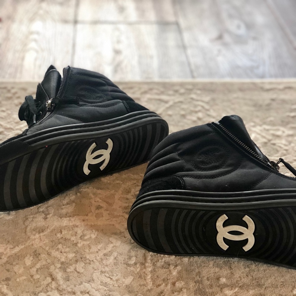 Chanel Black High Top Sneakers